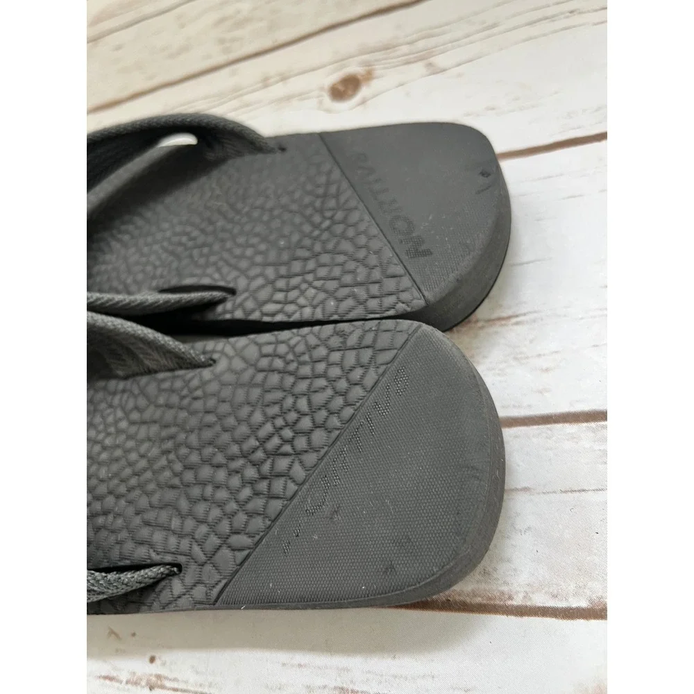 Nortiv8 Flip Flops Gray Black Textured Footbed Athletic Thong Sandals - 12